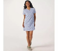 Cozee Home Notch Collar Night Dress Pyjama Blue Leopard  XL QVC RRP £22