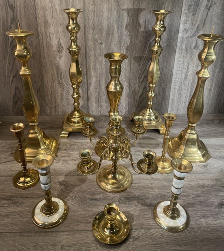 Vintage brass candlestick - brass,