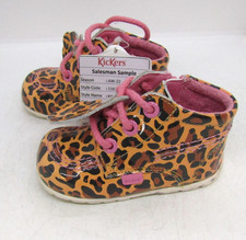 BRAND NEW Kickers Infant Girls Kick Hi Leopard Patent Boots, Size 3UK-RRP£37.00