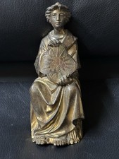 Antique Gilt Bronze Figure – Seated Saint or Symbolic Woman with Rosette