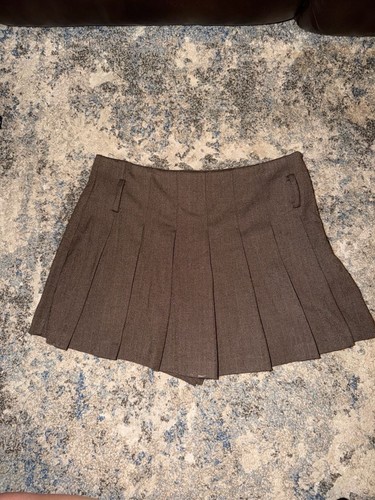 Zara brown herringbone pleated - zara,