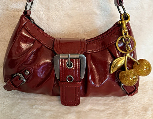 Burgundy patent shoulder - burgundy, bag