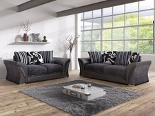 Fabric Sofa Corner 3 2 1 Swivel Chair Grey Black or Beige Brown Free Delivery