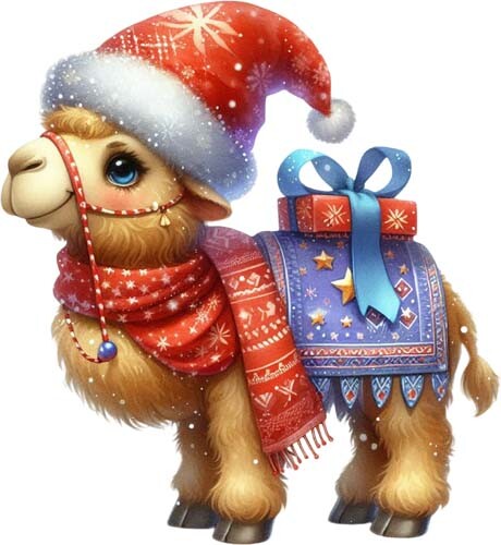 Colourful christmas camel wall - camel,
