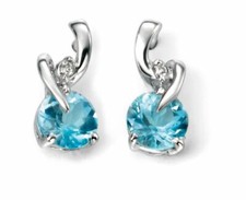Blue Topaz and Diamond Stud