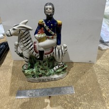 Staffordshire Pottery Flat Back Prince On Horseback Good Condition