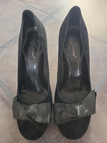 Gucinari black suede bow - gucinari,