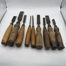 9x Chisels  - Vintage wood handle hand tools Woodwork Carpentry Job lot