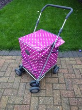 Sholley Deluxe Shopping Trolley Pink Polka Dot 6 Wheel VGC COLLECTION ONLY