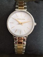 Michalel Kors Ladies Watch MK-4604 Silver/Gold Tone +New Battery. VG+