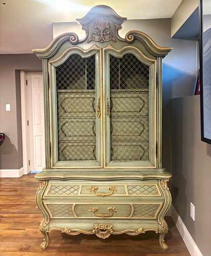 Green wood armoire wardrobe - armoire, 2