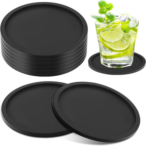 Pcs black coasters silicone - pcs, coasters,