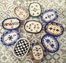 HAND PAINTED CERAMIC  MULTI COLOUR 2 PIECE SOAP DISH * FES POTTERY