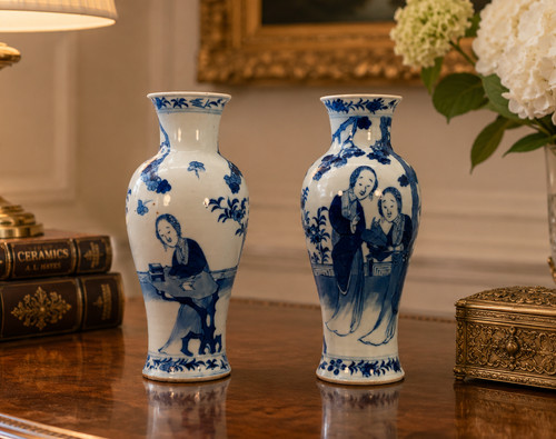 Pair antique chinese blue - antique,