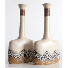 Large Pair of Handcrafted Sea Shell Ceramic Vases