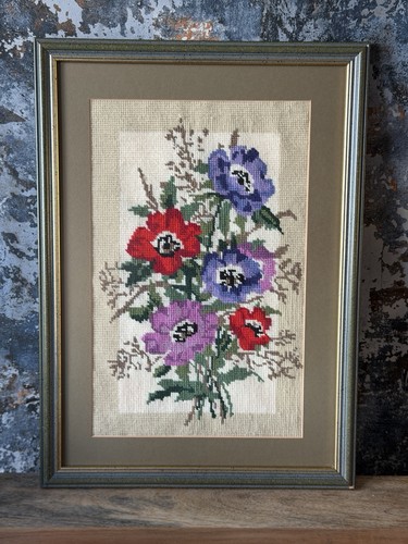 Vintage framed needlepoint - vintage,