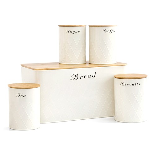 New 5pc cream bamboo - bamboo, lid