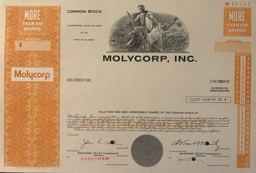 Molycorp specimen stock - molycorp,