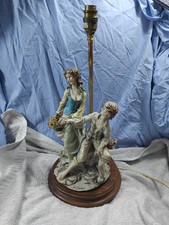 Vintage Capodimonte romantic couple lamp Signed B Merli 1983 Sku G74