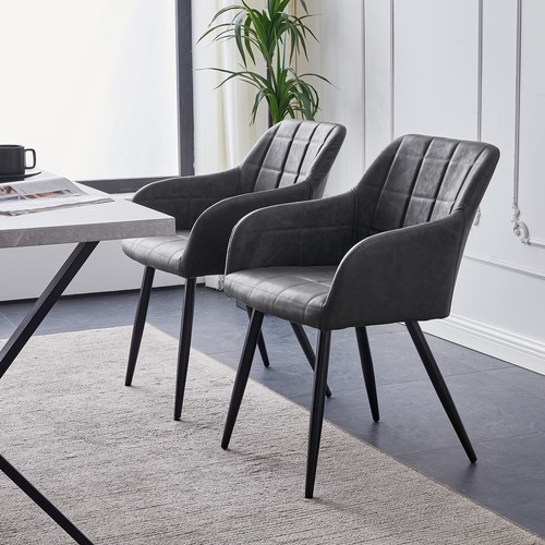 Grey dining chairs faux - 2x,