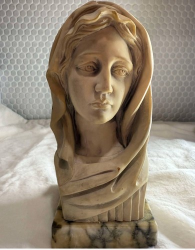Vtg mary italian marble bust - marble,