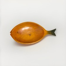 Fish-Shaped Wooden Fruit/Vegetable Bowl | Vintage Mediterranean Decoration |