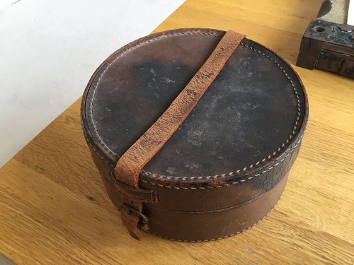 Antique leather collar box - leather,