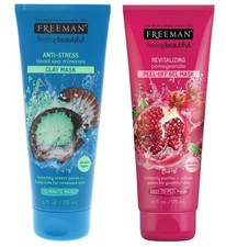 2x Freeman Clay & Peel Off Masks Pomegranate & Dead Sea Minerals 175ml