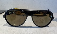 Vintage Black Glacier Glasses Leather Side Shields Sunglasses Skiing Adults