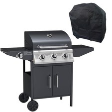 The Georgia 3 Burner Gas BBQ with Side Burner in Black 