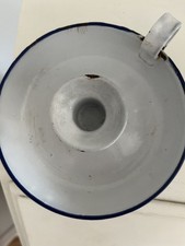 Vintage White & Blue Enamel Chamberstick CandleHolder