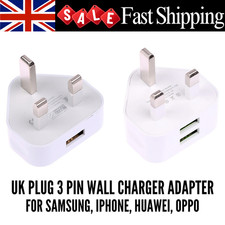 UK 3 Pin Dual USB Plug Adapter