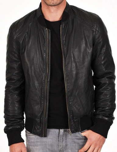 Men varsity bomber leather - men's,