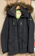 Hollister Parka Size Medium black With Zip-In Removable Gilet and Neon Detailing