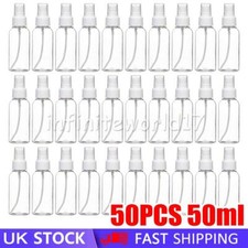 50PCS 50ml Plastic Transparent Spray Bottle Refillable Small Travel Mist Empty