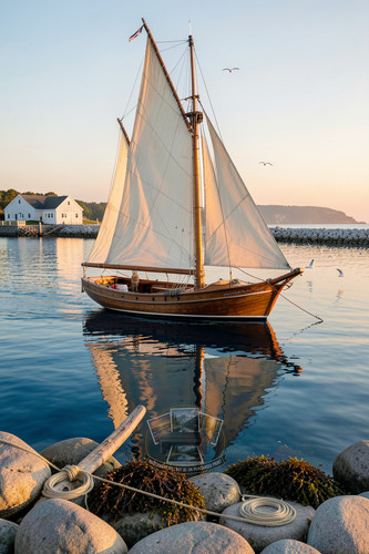 Wooden gaff rigged daysailer - wooden,
