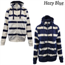 Hazy Blue Tessa Zip Hoodie Full Zip Sweatshirt Pullover Hooded Stripped