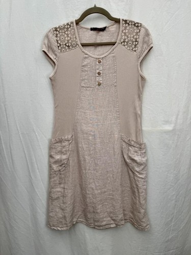 Beige linen lagenlook dress