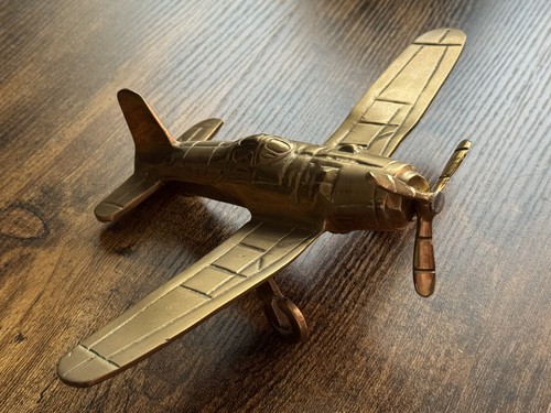 Vintage brass aircraft corsair - aircraft,