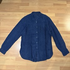 Men’s Blue Striped Ralph Lauren Linen Shirt Size M