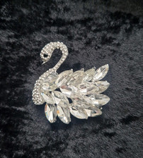 Swan Brooch Silver Tone