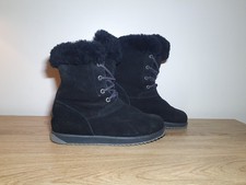 EMU Australia Shaw Lo Sheepskin Duck Boots Waterproof Lace Up Uk Size 7 Black
