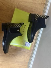 Ted Baker Liddied Chelsea Welly Boots Black Gold Studded