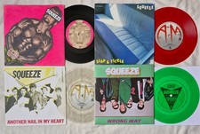 SQUEEZE SINGLES X 4 SLAP TICKLE TAKE ME ANOTHER NAIL WRONG WAY COLOUR VINYL