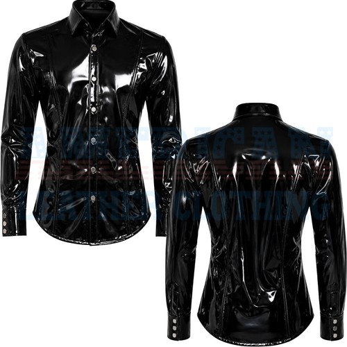 Mens black glossy pvc vinyl - glossy,