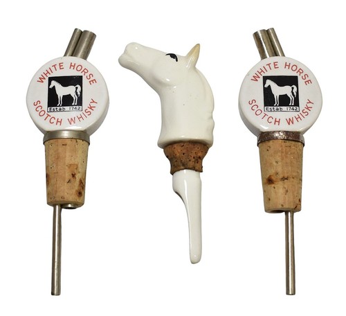 Vintage ceramic white horse - 3x,