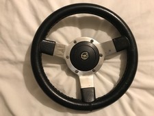 MOUNTNEY 12 INCH LEATHER COVERED SEMI DISHED STEERING WHEEL WITH 48 SPLINE BOSS