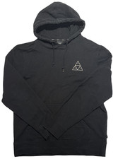 HUF Black Pullover Hoodie – Men’s Size Large, Embroidered Logo, Streetwe