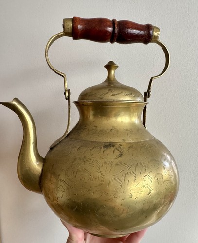 Vintage brass large engraved - brass,