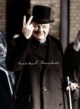 A4 Photo Signed By  British Prime Minister  Winston Churchill